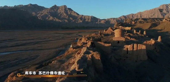 ▲蘇巴什佛寺全貌。（圖片來源：央視視頻截圖）.png